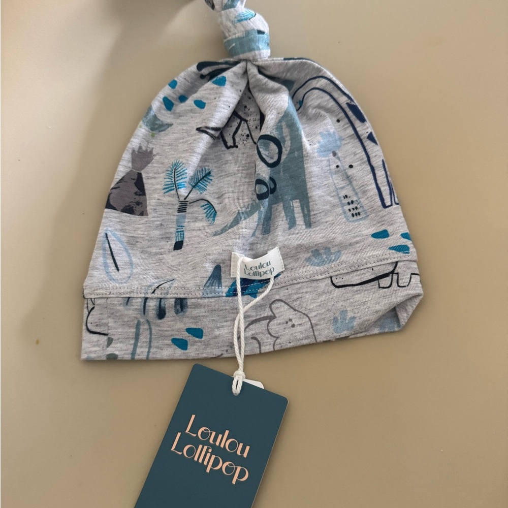 NWT Loulou Lollipop Gray Baby Dino Hat 6-12m